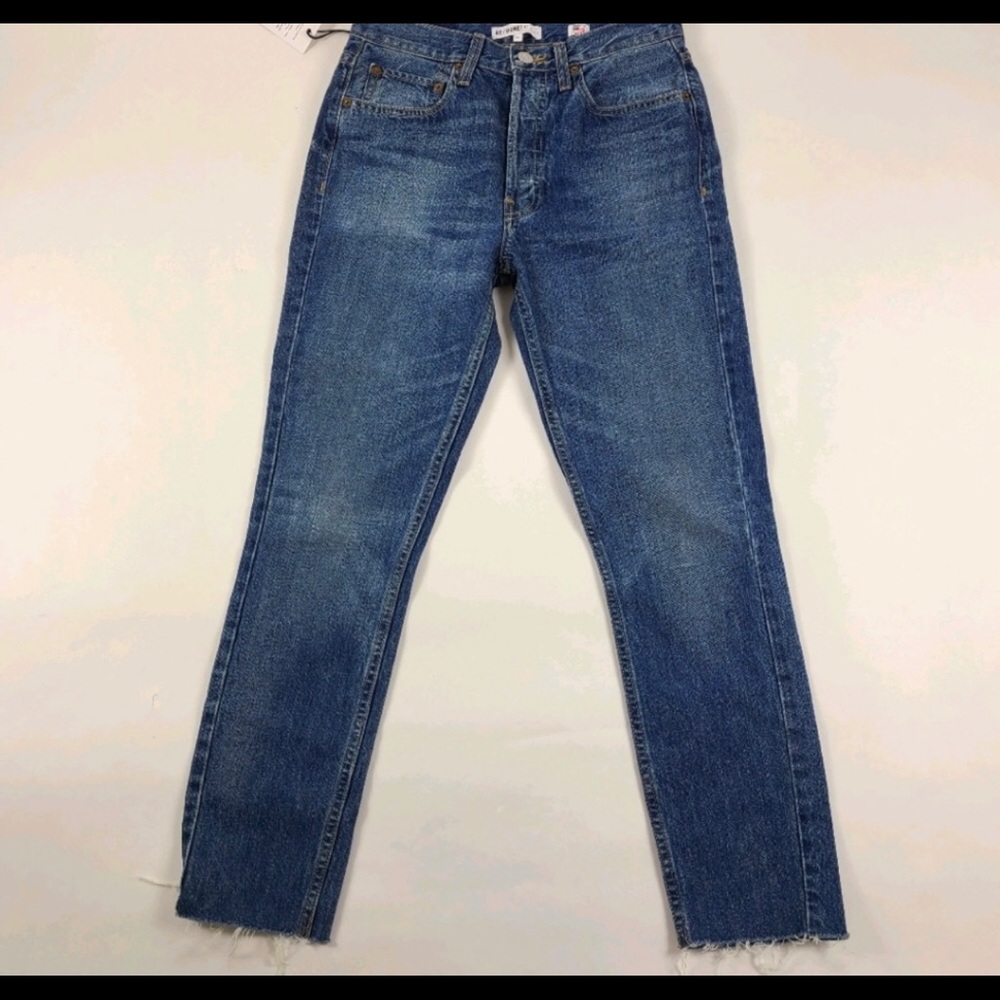 RE/DONE Raw Hem High Rise Straight Jeans - 28
